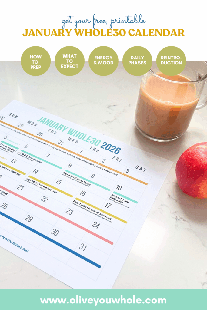 Printable Whole30 Calendar Pinterest